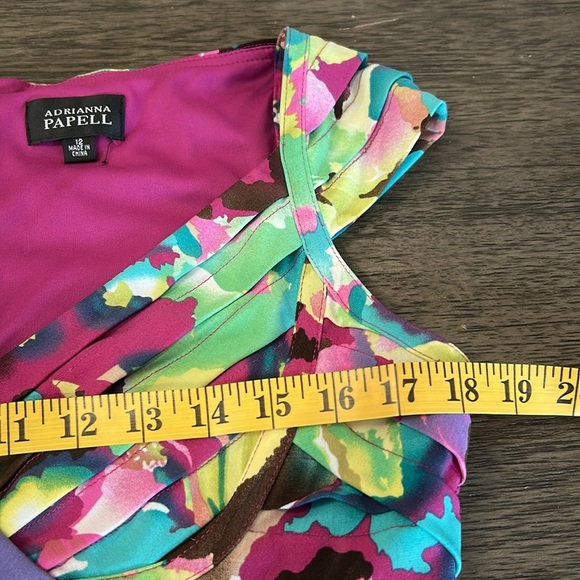 Adrianna Papell Floral Pleated Cocktail Dress Size 12 - Picture 7 of 10